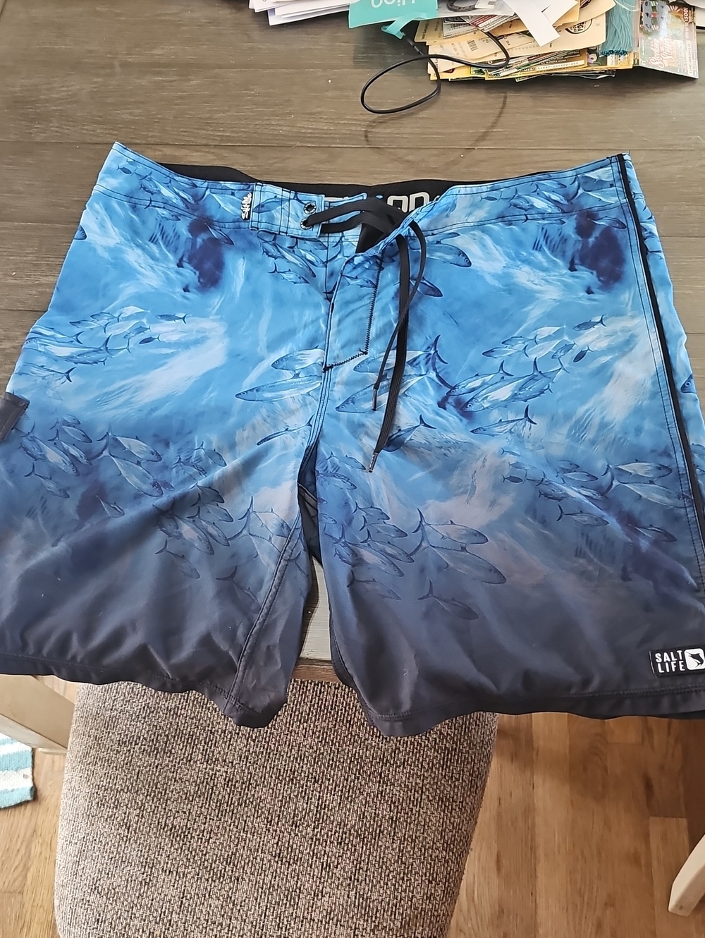 Salt Life Blue Ombre School of Fish Board Shorts